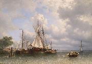 Antonie Waldorp Sailing ships in the harbor Spain oil painting artist